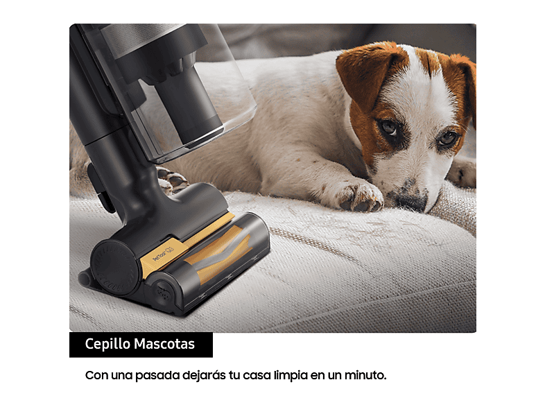 Aspirador escoba - Samsung VS15A60AGR5/WA Jet 65 Pet, 150 WA, Digital Inverter, 40 min, Sin cable, Silver