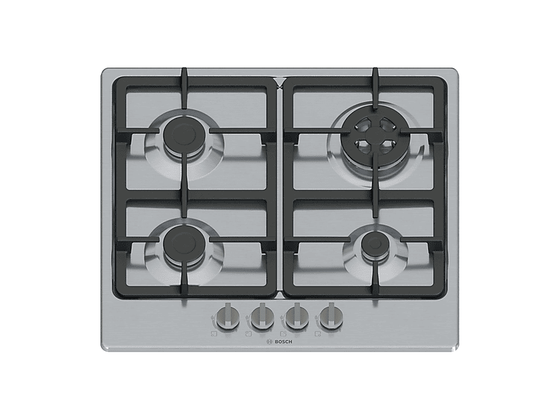 Placa de gas - Bosch PGH6B5K90, 4 zone(s) zonas, Gas natural, 58,2 cm, Acero inoxidable