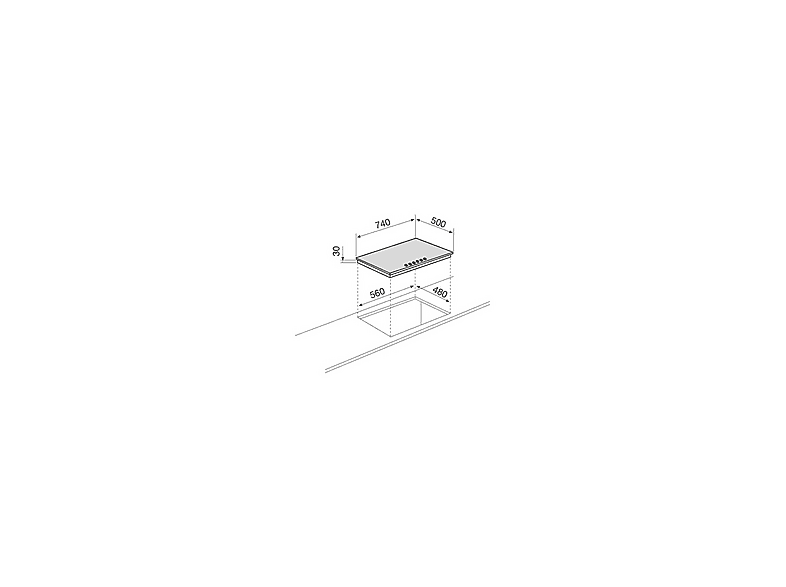 Placa de gas - Glem Gas GT85THIX, 5 zone(s) zonas, 74 cm, Acero inoxidable