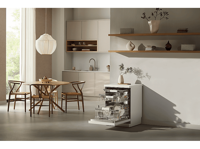 Lavavajillas - Miele G7600SCBRWS, 14 cubiertos, 9 programas, 60 cm, Bandeja de servicios, Wifi, Dosificación automática, Blanco