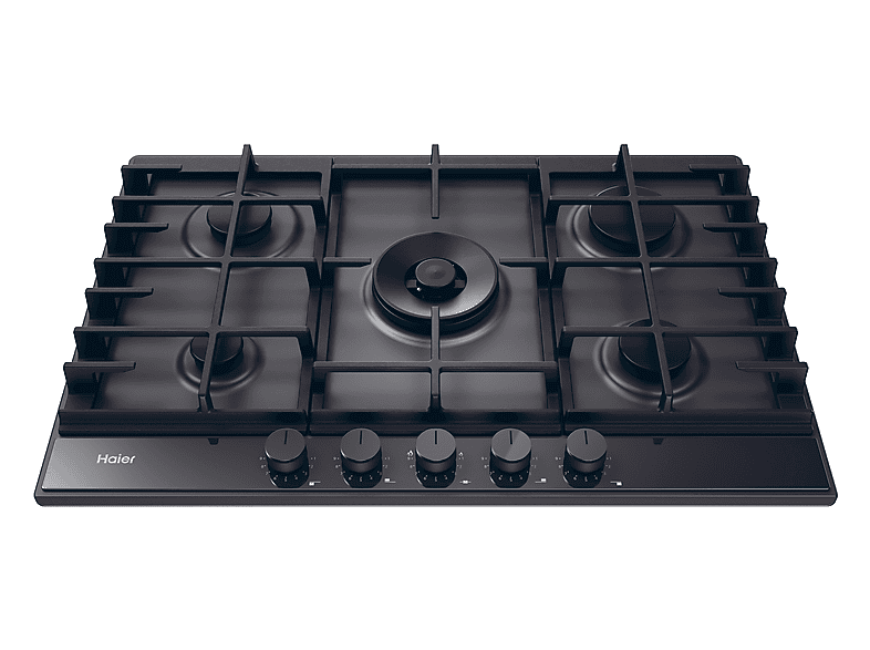 Placa de gas - Haier Series 6 HAHG7W5TEB, 5 zone(s) zonas, NG + LPG (Butane), 745 mm, Negro