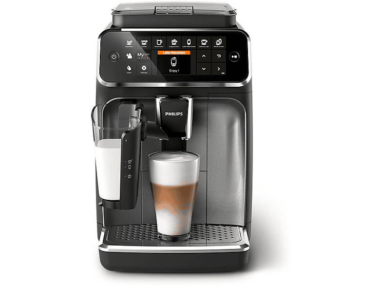 Máquina espresso - Philips 4300 series EP4346/71, 15 bar, 1500 W, 0,26 l, Negro, Plata