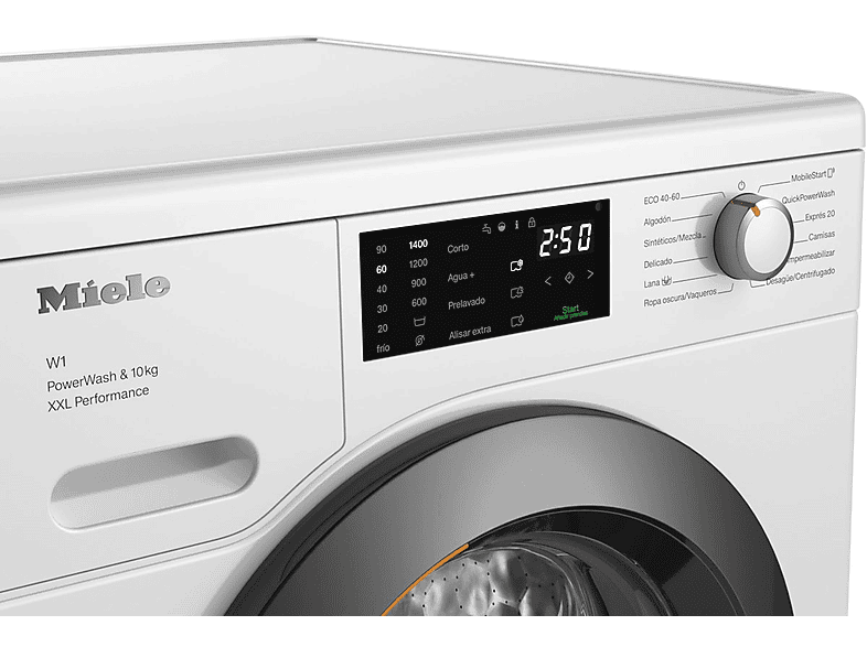 Lavadora carga frontal - Miele WCK360 WCS, 10 kg, 1400 rpm, 11 programas, QuickPowerWash, Alisar extra, Blanco loto