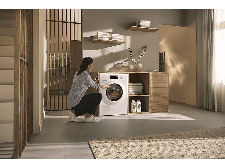 Lavadora carga frontal - Miele WCB380 WCS, 8 kg, 1400 rpm, 11 programas, QuickPowerWash, SteamCare, Blanco loto