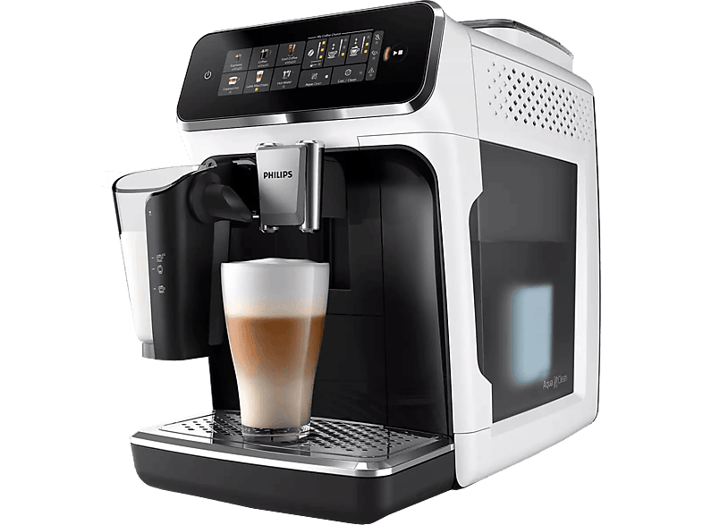 Cafetera superautomática - Philips EP3343/50, 19 bar, 230 W, 0.26 l, SilentBrew, Blanco y negro brillante