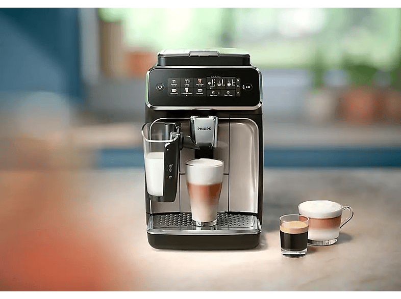 Cafetera superautomática - Philips EP3343/50, 19 bar, 230 W, 0.26 l, SilentBrew, Blanco y negro brillante