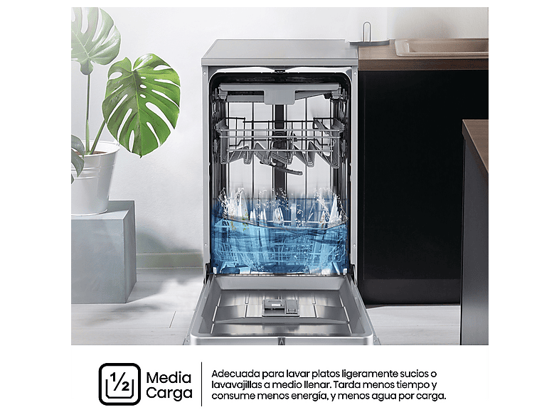 Lavavajillas - Hisense HS543D10X, 11 servicios, 8 programas, 44.8 cm, Motor Inverter, Tercera bandeja, Inox