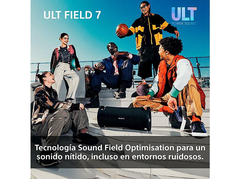 Altavoz inalámbrico - Sony ULT FIELD 7, SRSULT70B, Bluetooth, ULT POWER SOUND, Ultimate Deep Bass, Altavoz X-Balanced, Autonomía 30h, IP67, LED