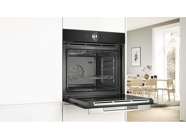 Horno a vapor - Bosch HSG7361B1, Multifunción, Hidrolítica, 71 l, Steam Plus, Pantalla táctil TFT Plus, 59.4 cm, Negro