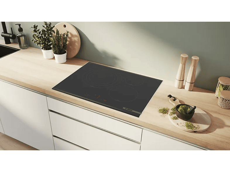 Placa inducción - Bosch PID775HC1E, 3 zonas, DirectSelect, PerfectFry Plus, 70 cm, Negro