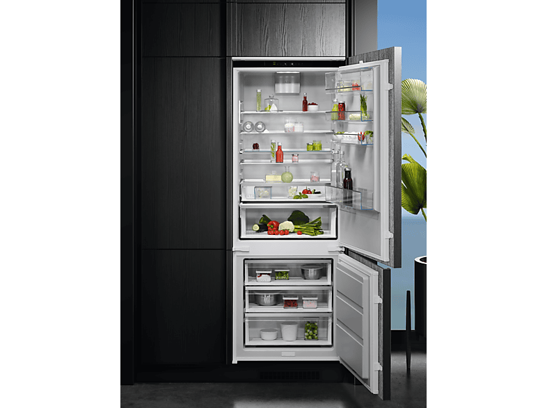 Frigorífico combi integrable - AEG NSC7P751ES, GreenZone+, MaxiSpace, 188.4 cm, 376 l, Sin panelar