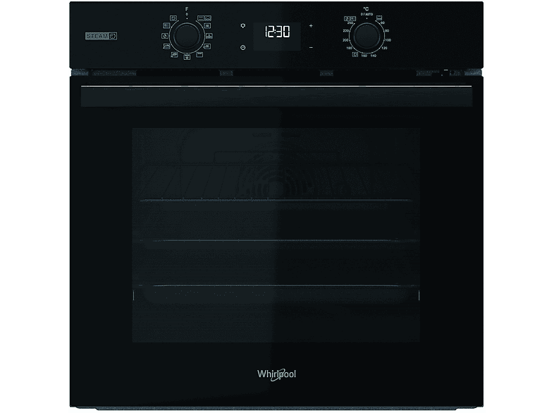 Horno - Whirlpool OMSR58RU1SB, Multifunción, Pirolítico e hidrolítico,71 l, 59.5 cm, Función Vapor, Smart Clean, Cook3, Negro