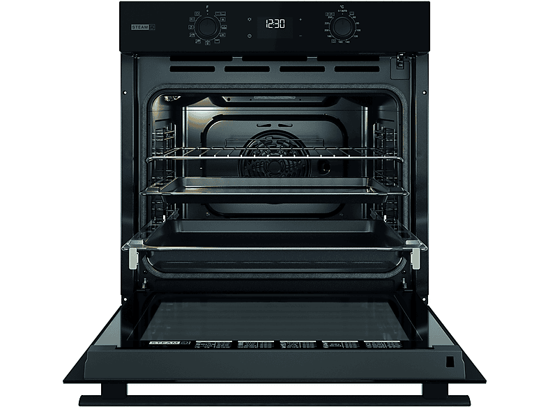 Horno - Whirlpool OMSR58RU1SB, Multifunción, Pirolítico e hidrolítico,71 l, 59.5 cm, Función Vapor, Smart Clean, Cook3, Negro