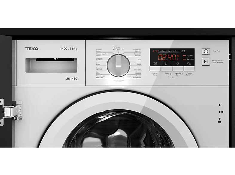 Lavadora integrable - Teka LI6 1481, 8 kg, 1400 rpm, 16 Programas, Inverter, Programación Diferida, Sin panelar