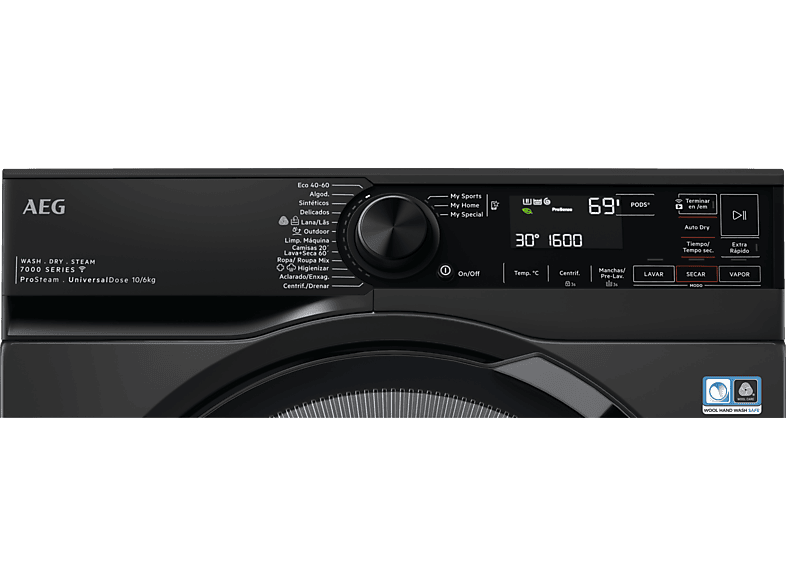 Lavadora secadora - AEG LWR7316V6O, 10kg + 6kg, 1600 rpm, 12 programas, ProSteam, Gris oscuro