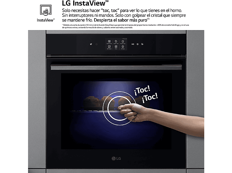 Horno a vapor - LG WS9D7672WM, Multifunción, Pirolítico, 76 l, 59.2 cm, Cristal negro mate