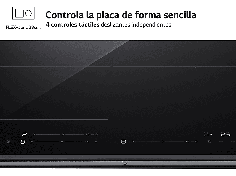 Placa inducción - LG CBIZ2432B, 3 Zonas, 1 Zona Flex, Ancho 59 cm, Cristal Negro