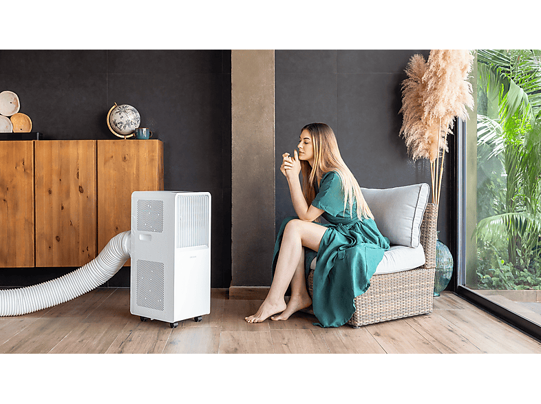 Aire acondicionado portátil - Cecotec ForceClima 12650 Style Heating, 3000 fg/h, 23 m², 5 modos, Deshumidificador, Bomba de calor, Mando, White