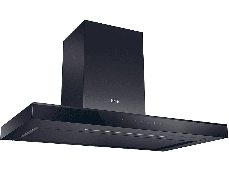 Campana decorativa - Haier HATS9CBS4BWIFI, 5 velocidades, 701 m3/h, Iluminación LED, 90 cm, Negra