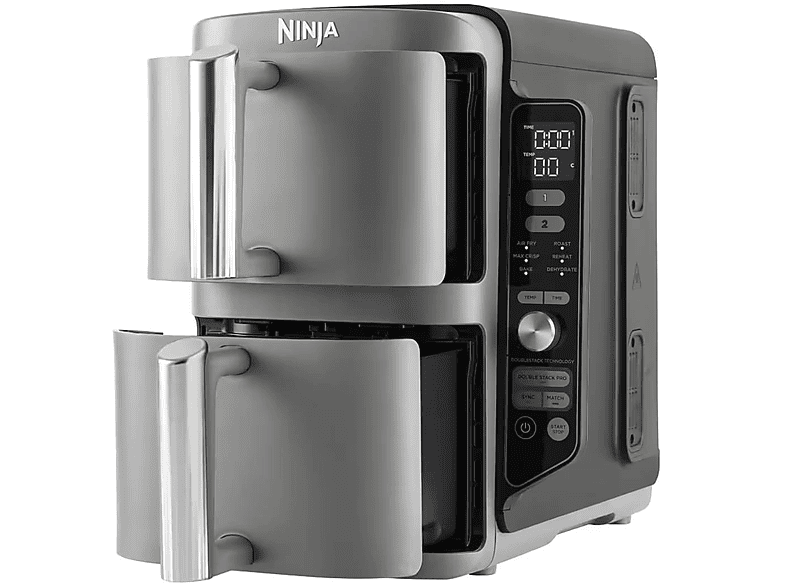 Freidora de aire - Ninja SL400EU, Doble cesta, 2470 W, 9.5 l, 6 Programas, 4 Niveles Independientes para Cocinar, Gris
