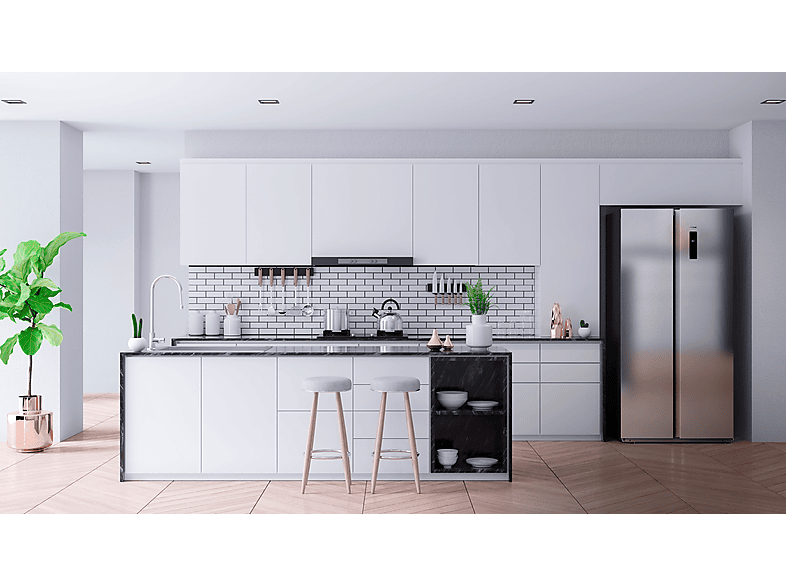Frigorífico americano - Cecotec Bolero CoolMarket SBS 430 Inox E, Total No Frost, 177 cm, 430 L, Multi Air Flow, Motor Inverter Plus