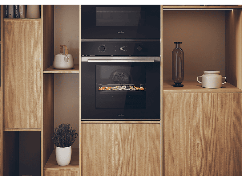 Horno - Haier ID Series 2 H6 ID2P5B3YTX, Multifunción, Pirolítico y por agua, 78 l, Cavidad XXL, 12 funciones, 60 cm, Inox