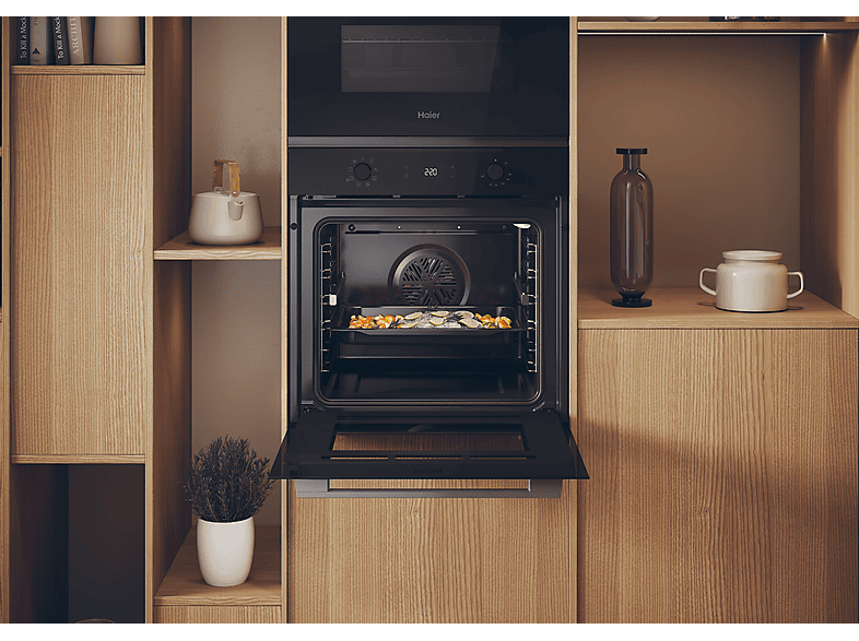 Horno - Haier ID Series 2 H6 ID2P3T1HTX, Multifunción, Limpieza por agua, 78 l, Cavidad XXL, 9 funciones, 60 cm, Negro