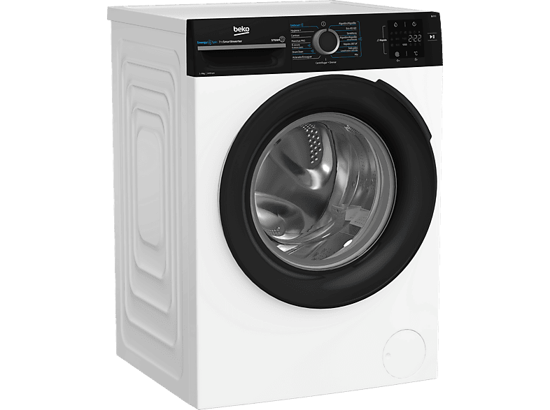 Lavadora carga frontal - Beko BM3WFSU39413, 9 kg, 1400 rpm, 15 Programas, Energy Spin, Steam Cure™, Motor ProSmart Inverter, Blanco