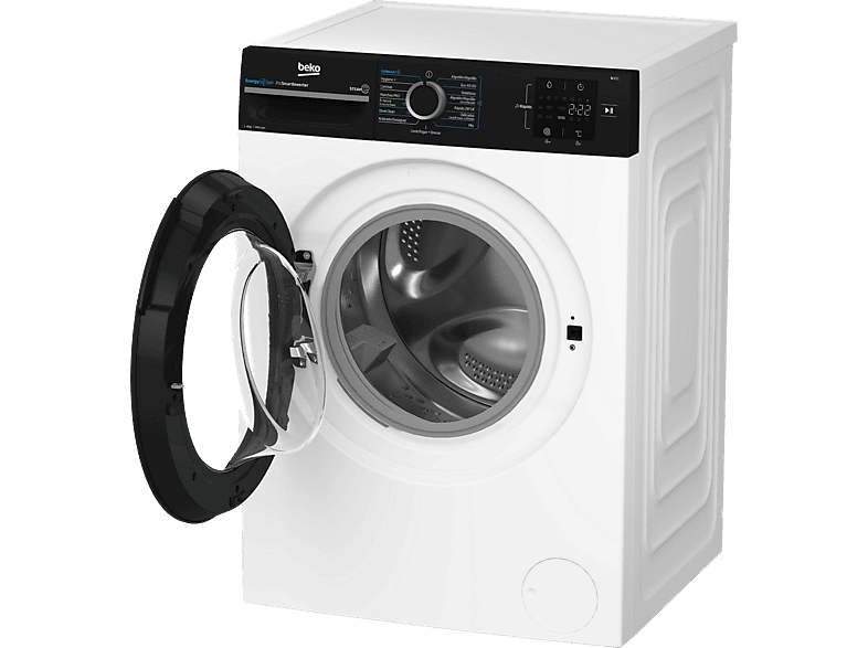 Lavadora carga frontal - Beko BM3WFSU39413, 9 kg, 1400 rpm, 15 Programas, Energy Spin, Steam Cure™, Motor ProSmart Inverter, Blanco