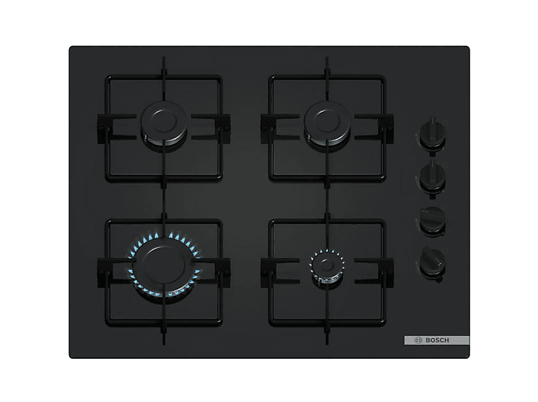 Placa de gas - Bosch Serie 2 POP6B6K30, 4 zone(s) zonas, 590 mm, Negro