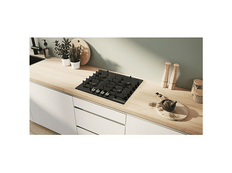 Placa de gas - Bosch Serie 6 PPP6A6I40, 4 zone(s) zonas, Propane/butane, 590 mm, Negro
