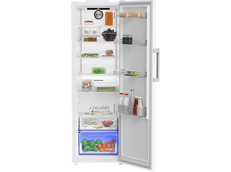 Frigorífico una puerta - Beko B3RMLNE444HW, No Frost, 186.5 cm, 365l, Puerta Reversible, Tecnología HarvestFresh, Blanco