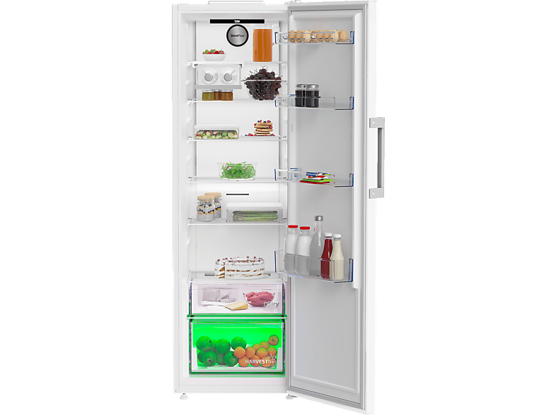 Frigorífico una puerta - Beko B3RMLNE444HW, No Frost, 186.5 cm, 365l, Puerta Reversible, Tecnología HarvestFresh, Blanco
