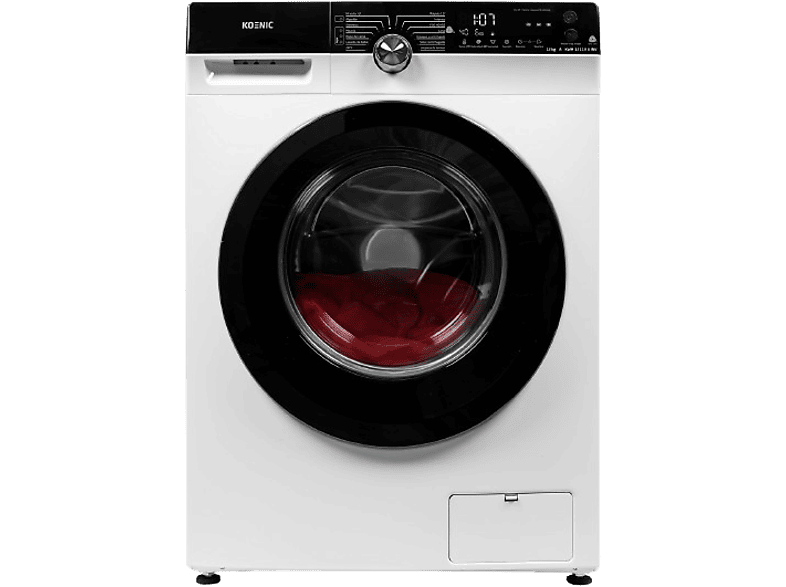 Lavadora carga frontal - Koenic KWM 12113 A INV, 12 kg, 1400 rpm, 14 programas, Motor inverter, Blanco