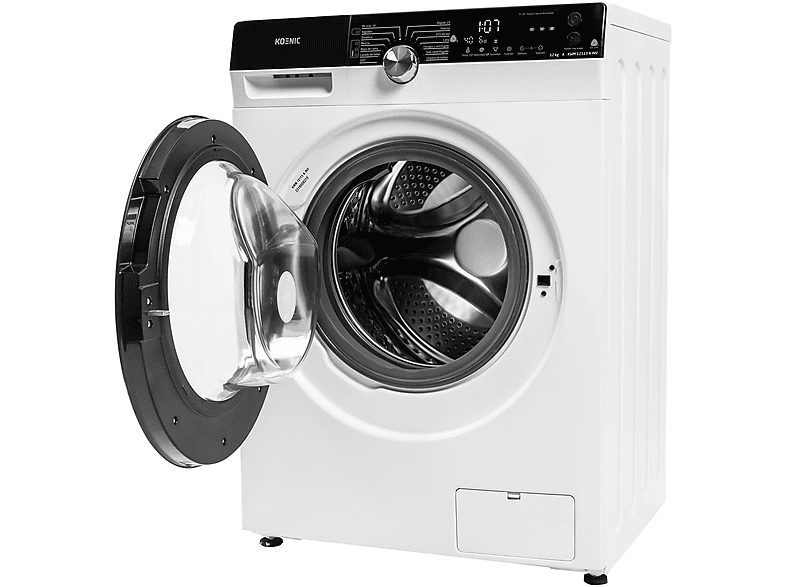 Lavadora carga frontal - Koenic KWM 12113 A INV, 12 kg, 1400 rpm, 14 programas, Motor inverter, Blanco
