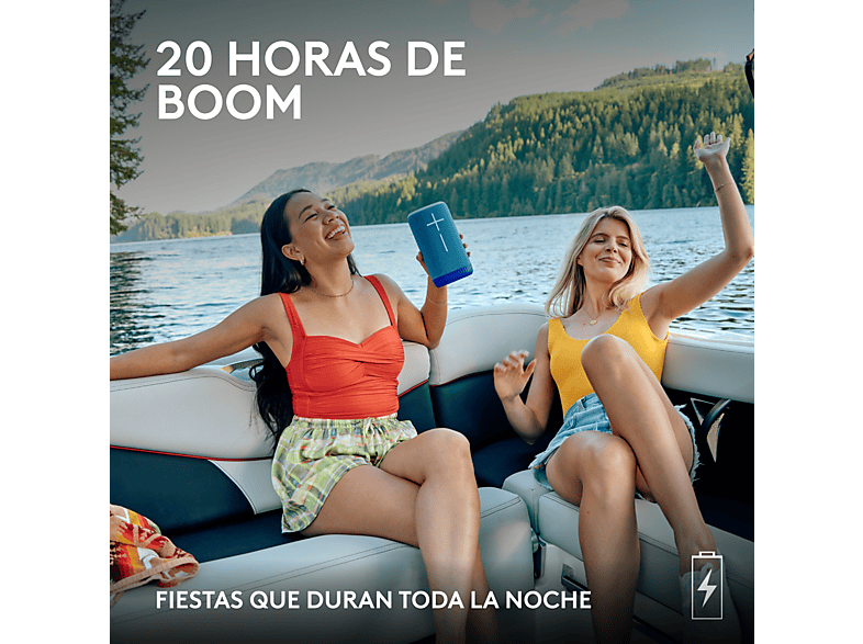 Altavoz inalámbrico - Ultimate Ears Everboom, Bluetooth, NFC, Sonido 360°, Ecualizador personalizable, 20h de batería, 84/85 dBC, Emparejable, Negro
