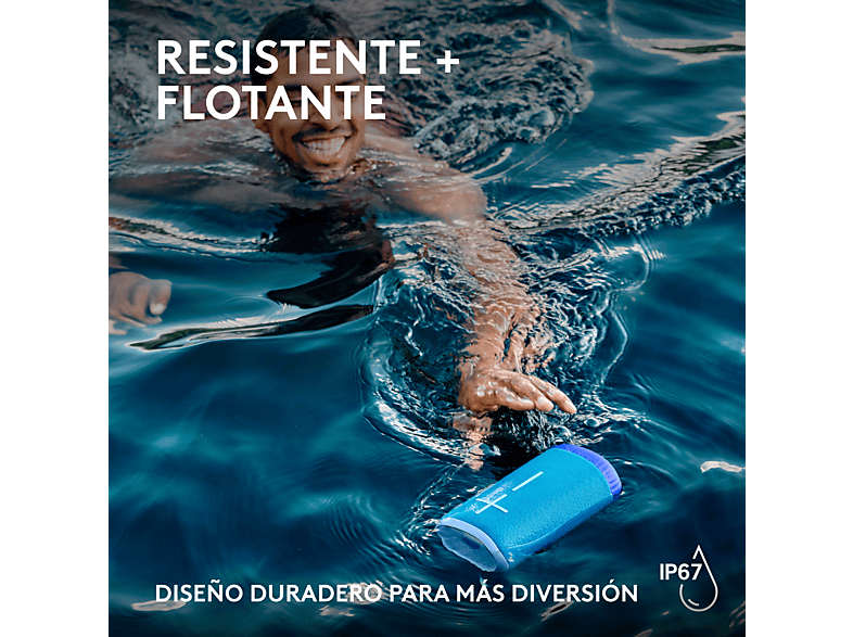 Altavoz inalámbrico - Ultimate Ears Everboom, Bluetooth, NFC, Sonido 360°, Ecualizador personalizable, 20h de batería, 84/85 dBC, Emparejable, Azul