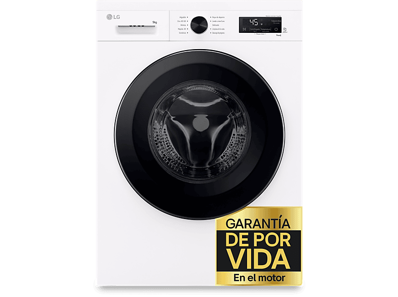 Lavadora carga frontal - LG F4X1009NWK, 9 kg, 1400 rpm, 10 programas, AI Direct Drive™, ThinQ™, Blanco Marfil