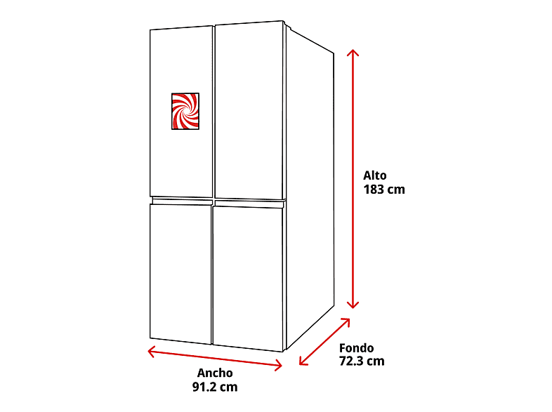 Frigorífico americano - Samsung RF65DG9H0ESREF, Triple Cooling, 183 cm, 636l, Dispensador de agua, Inox
