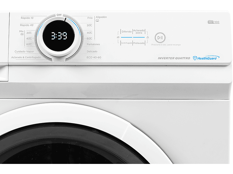 Lavadora carga frontal - Midea MF100W80BA/W-ES, 8 kg, 1400 rpm, 15 Programas, 72dB(A), 47.5 cm Profundidad, Blanco