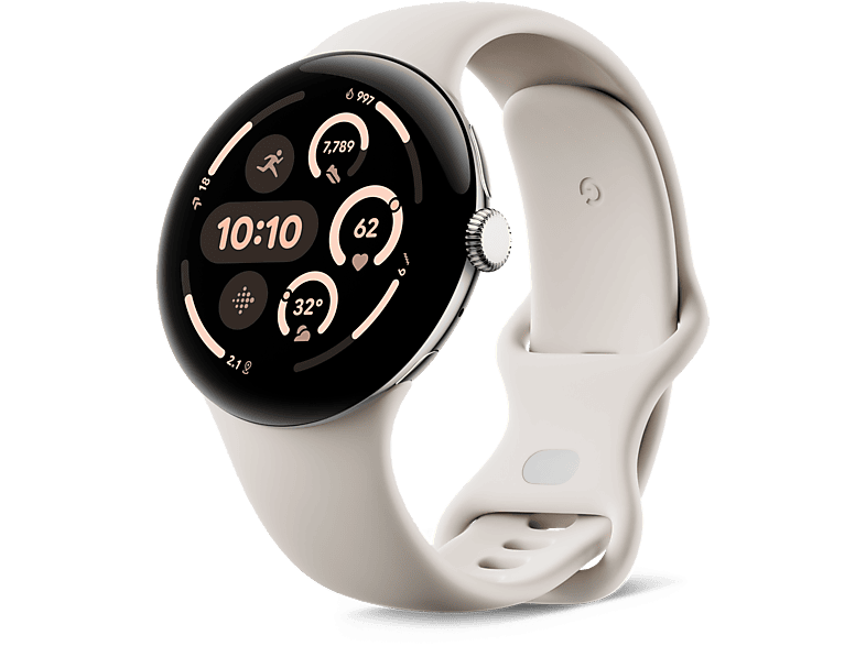 Smartwatch - Google Pixel Watch 3, AMOLED, 45 mm, S-L, Aluminio 100% reciclado, Porcelana