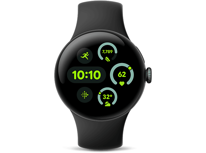 Smartwatch - Google Pixel Watch 3, AMOLED, 45 mm, S-L, Aluminio 100% reciclado, Obsidiana