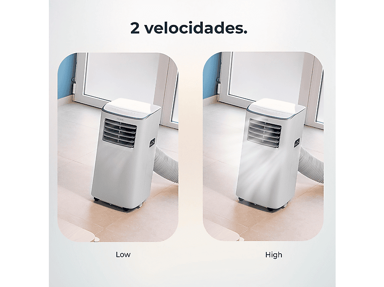 Aire acondicionado portátil - Cecotec ForceClima 7400 Touch, 7000 BTU, Táctil, Mando a distancia, deshumidificador, Gas R-290, 15-20 m², Blanco