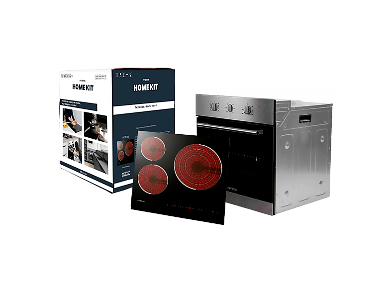 Pack Horno + Encimera - Infiniton HV-CB65H30, Multifunción, Grill, 65 l, Vitrocerámica, 3 Zonas, Acristalamiento triple, Inox