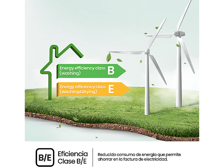 Lavadora secadora integrable - Hisense WD3M841BWIES, 8 kg /6 kg, 19 programas, Lavado Secado 1h, Inverter, Sin Panelar