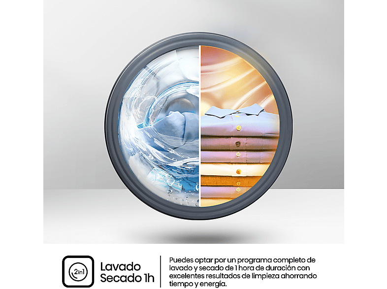 Lavadora secadora integrable - Hisense WD3M841BWIES, 8 kg /6 kg, 19 programas, Lavado Secado 1h, Inverter, Sin Panelar