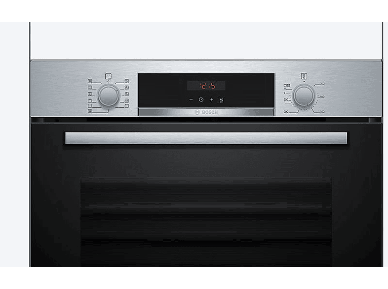 Horno - Bosch HBA574ES3, Multifunción, Pirolítico, 71 l, 59.4 cm, HotAir 3D, Asistente de limpieza con agua, Inox