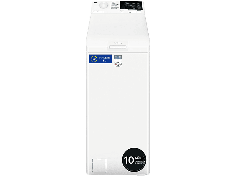 Lavadora carga superior - AEG LTA6G7331E, 7 kg, 1300 rpm, 11 programas, Motor Inverter, ProSense, Blanco