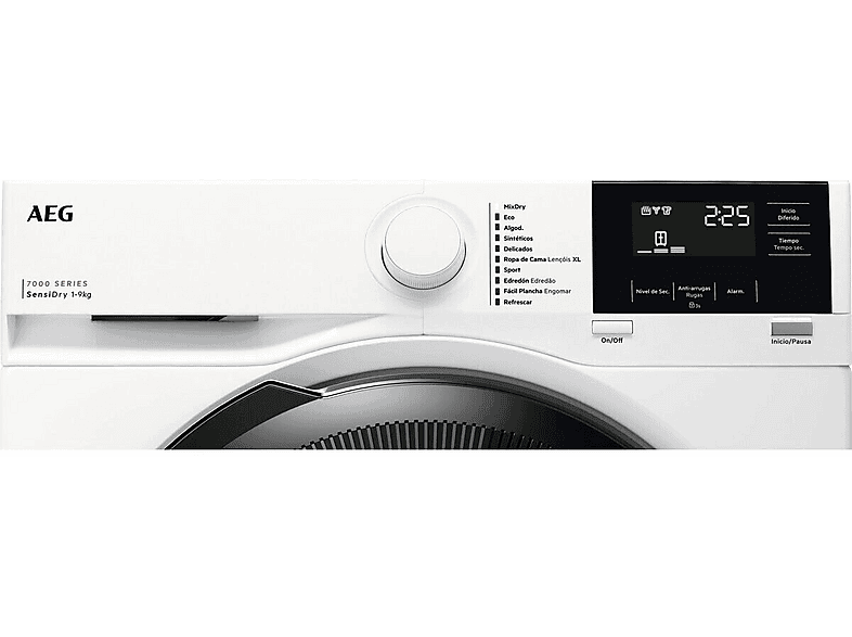 Secadora bomba de calor - AEG TR719G4PB, 9 kg, 10 programas, MixDry, Display LED, Blanco