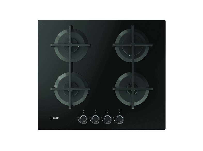 Placa de gas - Indesit ING 61T/BK 1, 4 zone(s) zonas, 59 cm, Negro